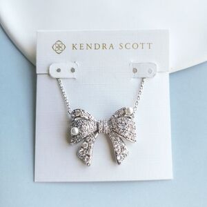 Kendra Scott Krista Silver White Mix Bow Pendant Necklace 🎉